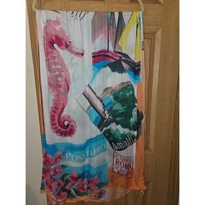 Talbots Italy Travel Scarf Positano Amalfi Capri Viscose Multi Color 48x24